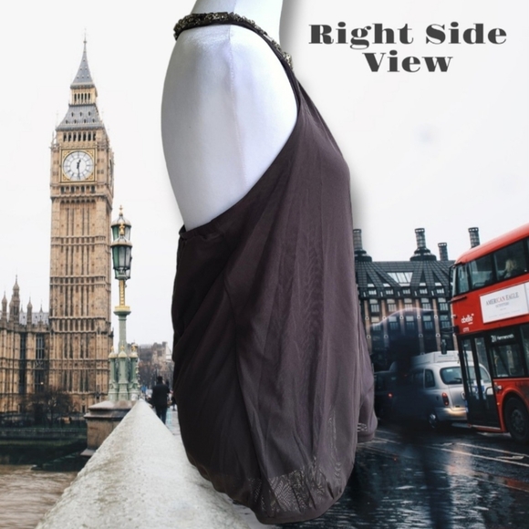 Express Embellished Gray Halter Top Size Medium - Picture 5 of 12